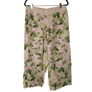 J. Jill Love linen cropped pants Medium FLX orchid tropical vacation